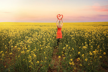 Image showing  Woman in Canola Fields in Young Country NSW