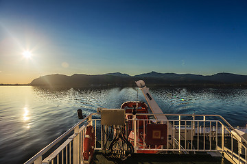 Image showing ferry journey in the midnight sun