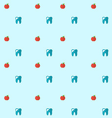 Image showing Seamless Pattern with Tooth and Apples, Health Care Background