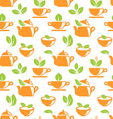 Image showing Seamless Pattern with Teapots and Teacups