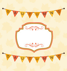 Image showing Autumn Cute Frame with Bunting Pennants