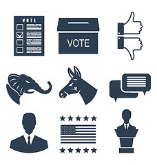 Image showing Elections, Campaign and Voting Set Signs. Symbols Vote of USA