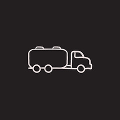 Image showing Truck liquid cargo sketch icon.