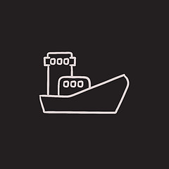 Image showing Cargo container ship sketch icon.