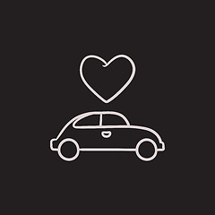 Image showing Wedding car with heart sketch icon.