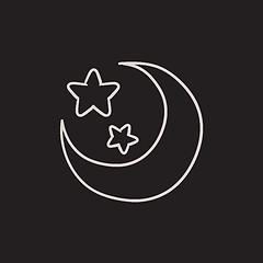 Image showing Moon and stars sketch icon.