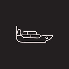 Image showing Cargo container ship sketch icon.