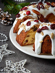 Image showing christmas cake with fruits and nuts