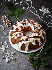 Image showing Christmas cake on white plate