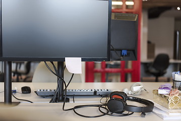 Image showing closeup of monitor screen in office