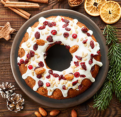 Image showing christmas cake with fruit and nuts