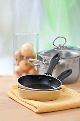 Image showing cooking equipment on wooden table