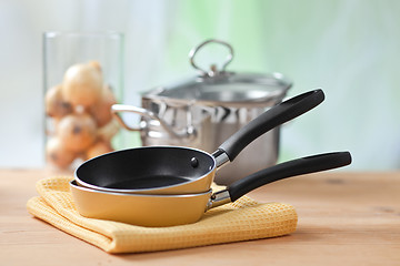 Image showing cooking equipment on wooden table