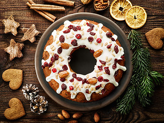 Image showing Christmas cake with fruits and nuts