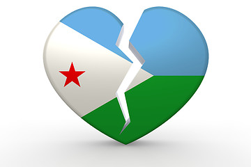 Image showing Broken white heart shape with Djibouti flag