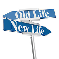 Image showing Change directions with old life and new life signs