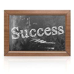 Image showing Success text written on blackboard