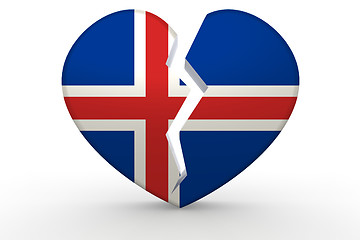 Image showing Broken white heart shape with Iceland flag