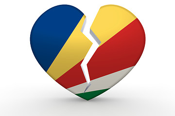 Image showing Broken white heart shape with Seychelles flag