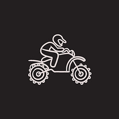 Image showing Man riding motocross bike sketch icon.