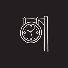 Image showing Train station clock sketch icon.