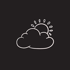 Image showing Sun with cloud sketch icon.