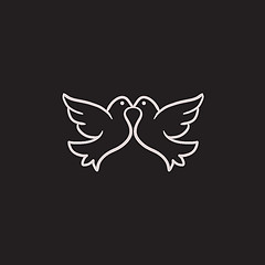 Image showing Wedding doves sketch icon.