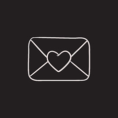 Image showing Envelope with heart sketch icon.