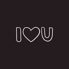 Image showing Abbreviation i love you sketch icon.