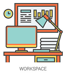 Image showing Workplace line icons.