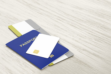 Image showing Passport, bank card and boarding pass