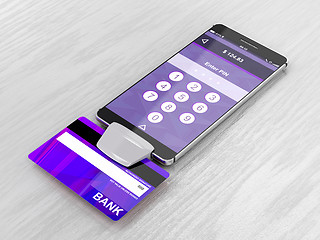 Image showing Smartphone and bank card reader