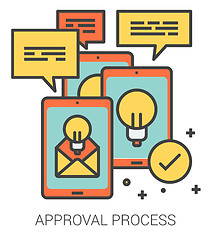 Image showing Approval process line icons.