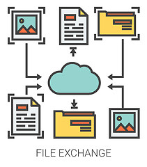 Image showing File exchange line icons.