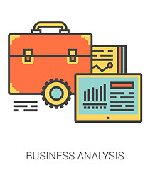 Image showing Business analysis line icons.