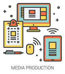 Image showing Media production line icons.