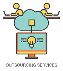 Image showing Outsourcing services line icons.