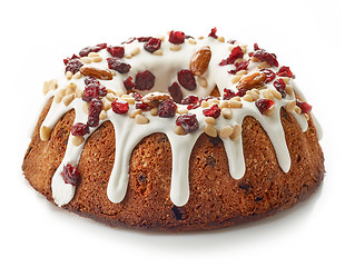 Image showing Fruit cake on white background