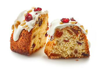 Image showing two pieces of fruit cake