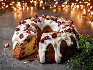 Image showing christmas cake on grey table