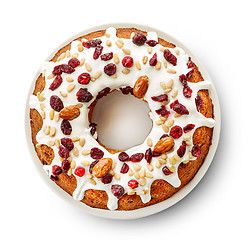 Image showing Fruit cake on white background