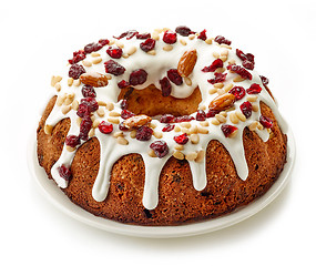 Image showing Fruit cake on white background