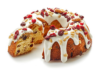 Image showing Fruit cake on white background