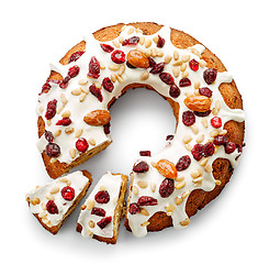 Image showing Fruit cake on white background