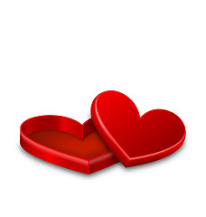 Image showing Open Red Gift Box in Heart Shaped Isolated for Valentines Day