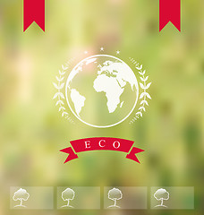 Image showing Blurred background with eco badge, ecology label 