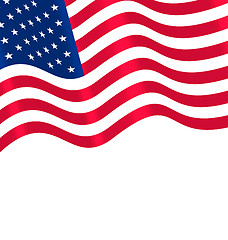 Image showing Flags USA Waving Wind and Ribbon