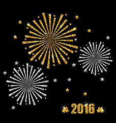 Image showing Abstract Festive Firework with Golden and Silver Surface