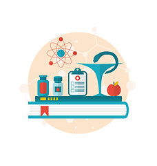 Image showing set flat icons of objects medicine laboratory, concept of health