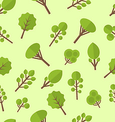 Image showing Seamless pattern with different trees in flat style